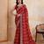 Fascinating red georgette bandhej print with cutwork lace border saree with mono banglory silk blouse
