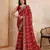 Fascinating red georgette bandhej print with cutwork lace border saree with mono banglory silk blouse