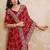 Fascinating red georgette bandhej print with cutwork lace border saree with mono banglory silk blouse