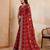 Fascinating red georgette bandhej print with cutwork lace border saree with mono banglory silk blouse