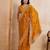 Intriguing yellow georgette bandhej print with cutwork lace border saree with mono banglory silk blouse