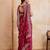 Appetizing pink georgette bandhej print with cutwork lace border saree with mono banglory silk blouse
