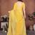 Provocative yellow fendy chiffon beads embroidery work lace border   saree with fendy chiffon blouse