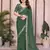 Pleasant green georgette bandhej print with cutwork lace border saree with mono banglory silk blouse