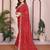 Endearing red georgette bandhej print with cutwork lace border saree with mono banglory silk blouse