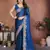 Lovable teal blue rangoli silk embroidery multy sequence work saree with mono banglory silk blouse