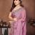 Delectable dusty pink frendy chiffon embroidery multi sequence work. saree with mono banglory silk blouse