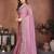 Delectable dusty pink frendy chiffon embroidery multi sequence work. saree with mono banglory silk blouse