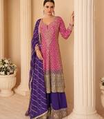 Rose pink pure geogette full stitched suit free size 