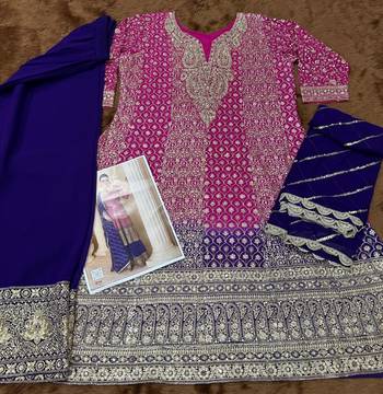 Rose pink pure geogette full stitched suit free size upto 42 3
