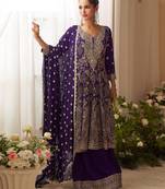 Dark blue pure geogette full stitched suit free size 