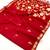 red pure munga art silk handloom weaving saree with organza weaving pallu