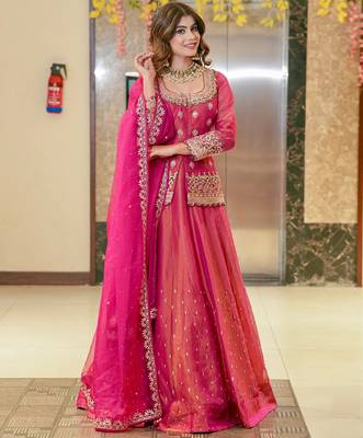 Pink Embroidered readymade Lehenga Choli Set with Dupatta     Wedding & Festive Wear for Women 1