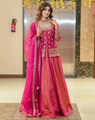 Pink Embroidered readymade Lehenga Choli Set with Dupatta     Wedding & Festive Wear for Women 2