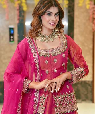 Pink Embroidered readymade Lehenga Choli Set with Dupatta     Wedding & Festive Wear for Women 3