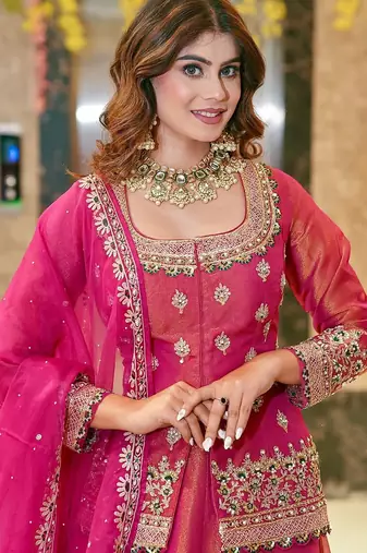 Pink Embroidered readymade Lehenga Choli Set with Dupatta – Wedding & Festive Wear for Women