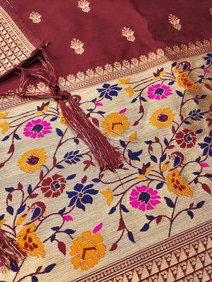 Maroon soft silk blend silk pure zari woven dress material 2