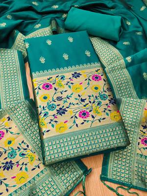 Rama soft silk blend silk pure zari woven dress material 1