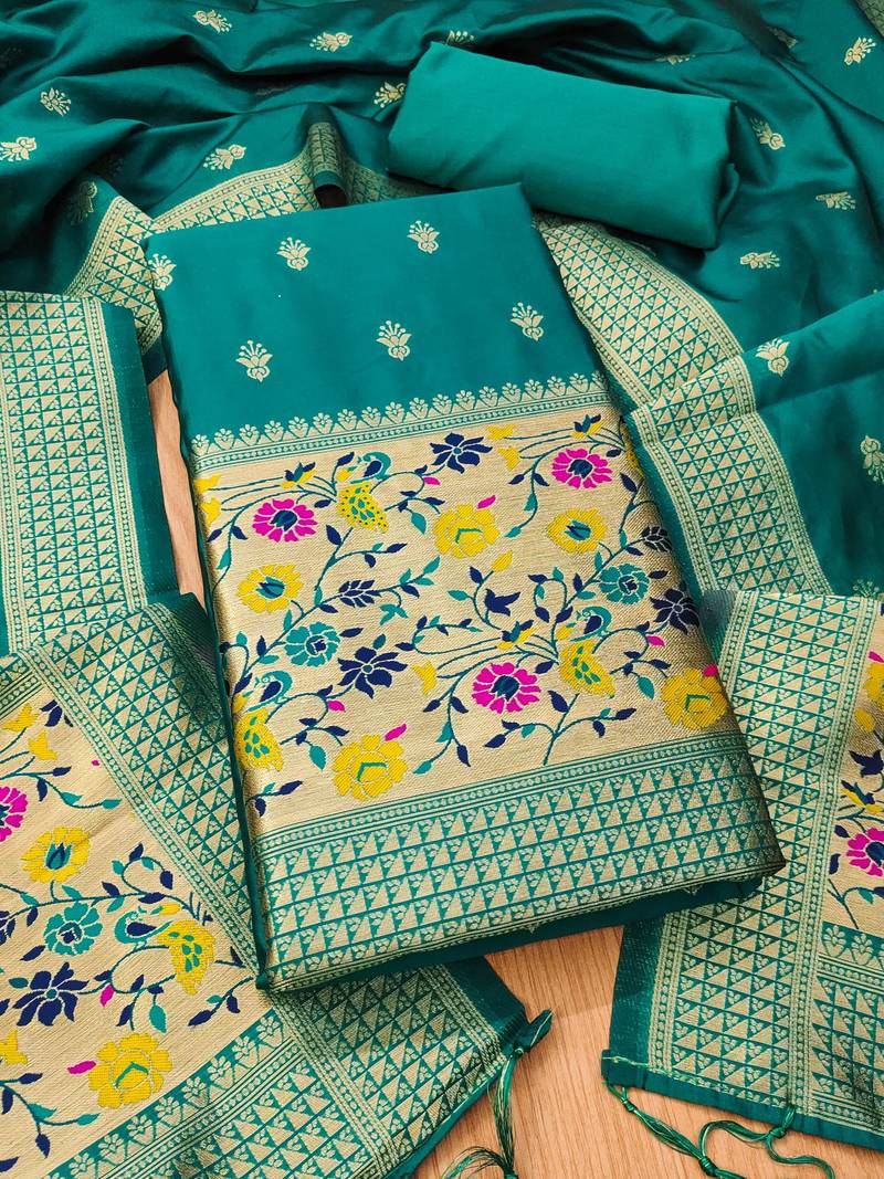 Rama soft banarasi silk pure zari woven design dress material