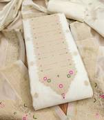 White soft banarasi silk pure zari woven design dress material