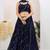 navy_blue Readymade Georgette Lehenga Choli Set with Dupatta (Sleeveless Blouse)
