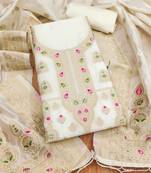 White soft banarasi silk pure zari woven design dress material