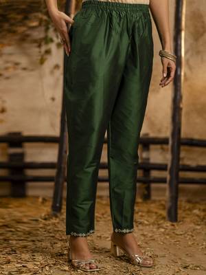 Women's embroidered silk blend kurta pant sets with dupatta 4