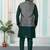 Green jacquard 3 peice kurta jacket set for men