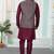 Maroon jacquard 3 peice kurta jacket set for men