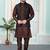 Brown jacquard 3 peice kurta jacket set for men