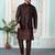 Brown jacquard 3 peice kurta jacket set for men