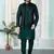 Green jacquard 3 peice kurta jacket set for men