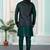 Green jacquard 3 peice kurta jacket set for men