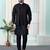 Black jacquard 3 peice kurta jacket set for men