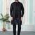 Black jacquard 3 peice kurta jacket set for men