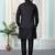 Black jacquard 3 peice kurta jacket set for men
