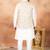 Beige jacquard 3 peice kurta jacket set for men