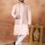 Pink jacquard 3 peice kurta jacket set for men