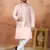 Pink jacquard 3 peice kurta jacket set for men