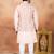 Pink jacquard 3 peice kurta jacket set for men
