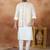 Cream jacquard 3 peice kurta jacket set for men