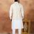 Cream jacquard 3 peice kurta jacket set for men