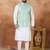 Green jacquard 3 peice kurta jacket set for men