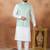 Green jacquard 3 peice kurta jacket set for men