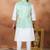 Green jacquard 3 peice kurta jacket set for men