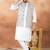 Grey jacquard 3 peice kurta jacket set for men