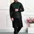 Green jacquard 3 peice kurta jacket set for men