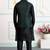 Green jacquard 3 peice kurta jacket set for men