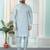 Grey art silk straight kurta for men
