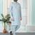 Grey art silk straight kurta for men